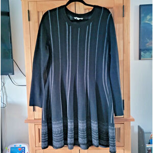 Cloud Chaser Black Long Sleeve Knee Length Knit Sweater Dress Women's Size XXL